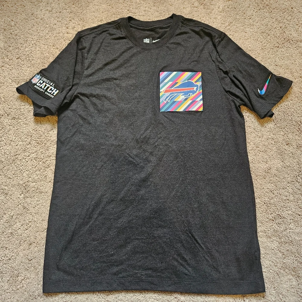 Nike Buffalo Bills Crucial Catch Shirt Black Youth Large Football Cancer NFL